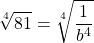 \[\sqrt[4]{81}=\sqrt[4]{\frac{1}{b^{4}}}\]