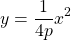 \[y=\frac{1}{4 p} x^{2}\]