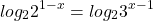 \[log _{2} 2^{1-x}=log _{2} 3^{x-1}\]