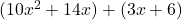 (10x^2+14x)+(3x+6)