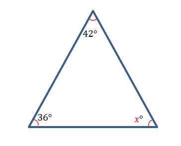 Find the missing angle, x ,of each given triangle.